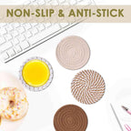 Drink Coasters 8 Pack with Holder, 4-Color Cotton Woven Absorbent Coasters Set - Image 5