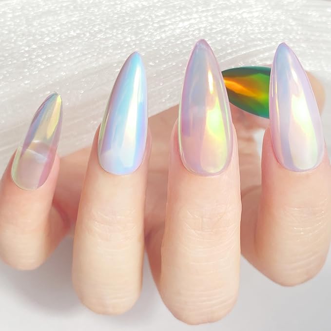 Unicorn Chrome Nail Powder, Aurora Unichrome Mermaid Aurora Nail Powder Pigment Pearlescent Nail Art Glitter Decoration for Home DIY Nail Salon Manicure - Butterfly Elves