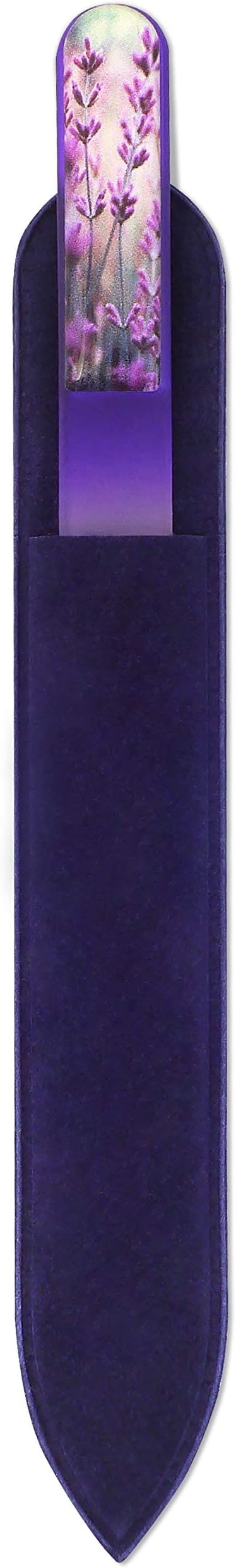 GLADZY 3D Czech Glass Nail File with Case – Crystal Nail File for Natural Nails, Double Sided Dual Grit Coarse & Smooth Etched Surface, Comfort 3D Grip Handle, Professional Manicure Tool, Made in EU