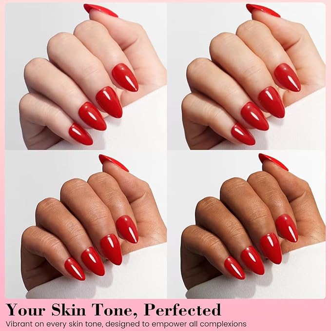 HEMA and TPO Free Red Gel Nail Polish, 18 ML Bright Red One Step Gel Nail Polish 3-in-1, No Need Base and Top Coat Easy DIY Nail Art, Soak Off U V Gel Polish for Women Girl Nail Lovers
