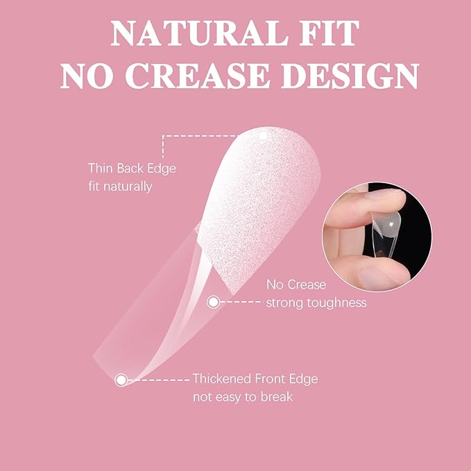 Medium Coffin Nail Tips, SSWSBYKE 300pcs Soft Gel Nail Tips for Full Cover Pre-Shaped Acrylic Fake Nails Tips 15 Sizes Half Matte Press On Nails for Extension Home DIY Salon