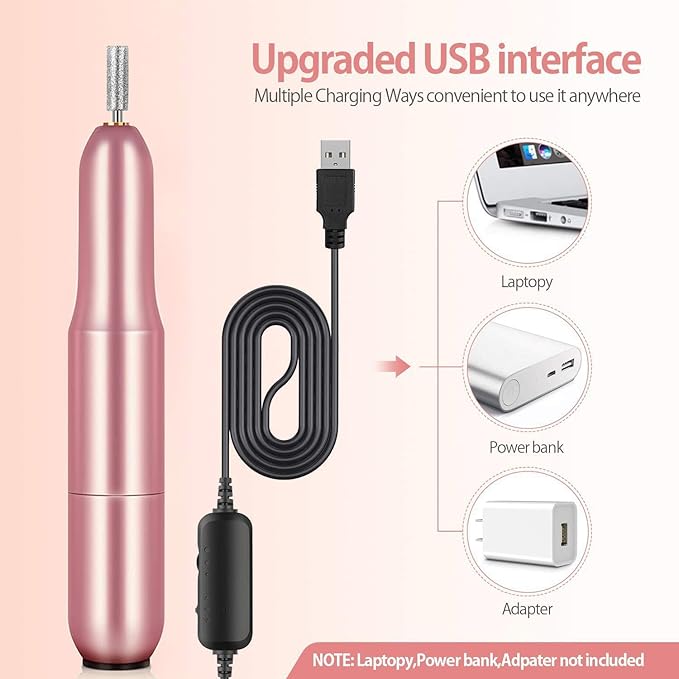Electric Nail Drill Nail File for Acrylic Nail Gel Nail Manicure Pedicure Tools Nail Supplies for Home Salon