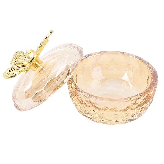 Nails Tips Art Dappen Dish with Lid, Transparent Glass Nail Art Cup for Liquid Jewelry Display