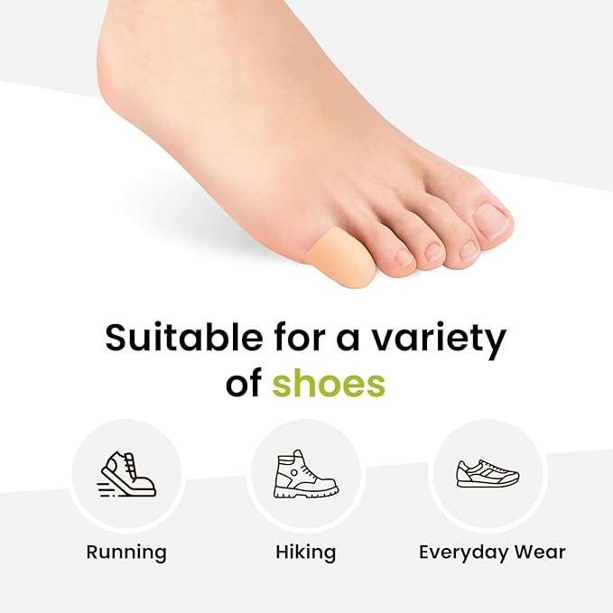 Bukihome 8 Pcs Gel Toe Cap, Pinky Toe Protector for Women Men - Cushions and Protects to Cover Toes, Relief Toe Pain from Ingrown Toenails, Corns, Blisters, Hammer Toes (Small Size)
