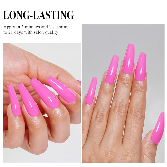 Imtiti Pink Gel Nail Polish, Purple Pink Gel Polish High Gloss Soak Off UV LED Nail Gel Polish Spring Summer Art Manicure Salon DIY Design 10ML