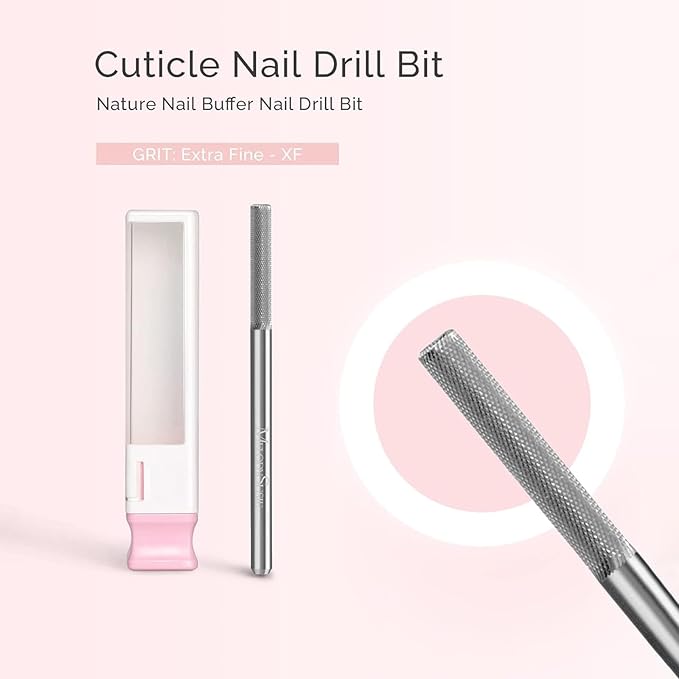 MelodySusie Nature Nail Buffer Nail Drill Bit 3/32'', Professional Safety Carbide Nail Bit for Nature Nail Bed File Cuticle Dead Skin Cleaning Nail Prepare, Two Way Rotate, Manicure Nail Salon Supply