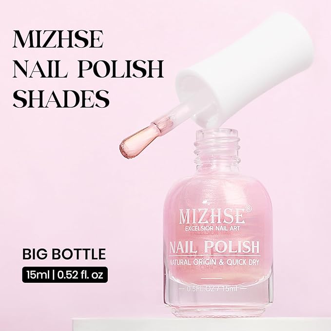 MIZHSE Nail Polish: 15Ml Mermaid Pearl Nail Polish Pink Aurora Effect Nail Polish, Fingernail and Toenail Polish Glossy Long Lasting Nail Polish Trendy DIY at Home Nail Gift Spree