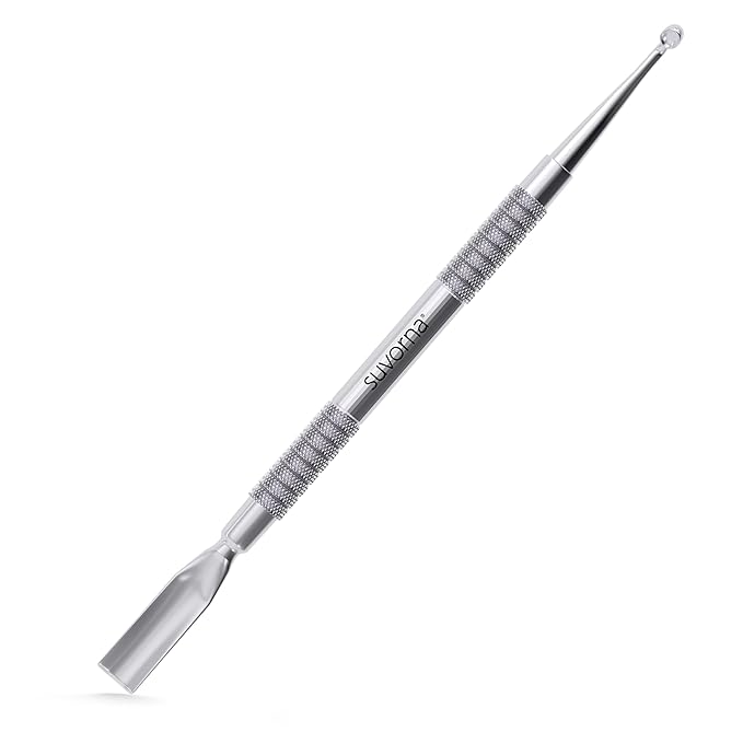 Suvorna Metal Cuticle Pusher Tool & Nail Cleaner Tool, Cuticle Cleaner, Stainless Steel Cuticle Pusher - Fingernail Cleaner for Under Nails and Gel Nail Polish Remover, Nail Cuticle Pusher for Women