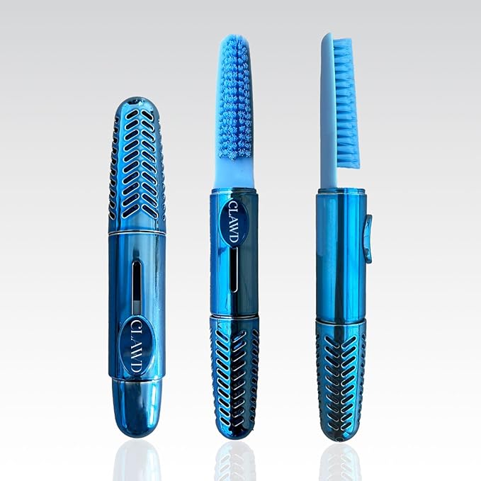 CLAWD Nail Brush for Cleaning Fingernails | Soft Bristle Portable Travel Nail Cleaner Brush for Women | Blue
