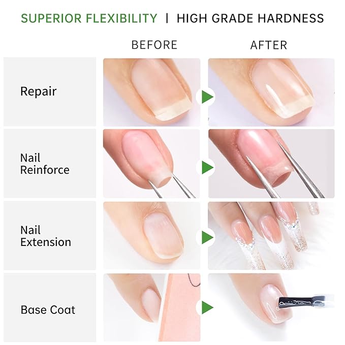 6-in-1 Builder Gel & Base Coat for Nails, Enhance Building Strengthening Apex Enhancement Soft Gel Polish, Beginner Friendly with Upgraded Brush (Pink, pH 5)
