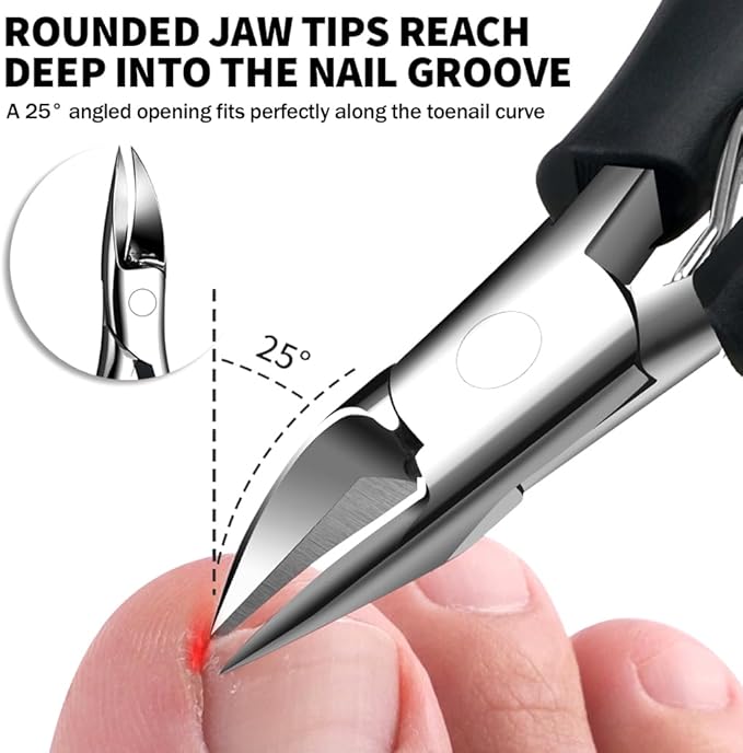 Toenail Clippers for Thick & Ingrown Nails – Professional Stainless Steel Pedicure Clippers for Men, Women & Seniors – Sharp Curved Blade, Built-in Spring, Non-Slip Handle