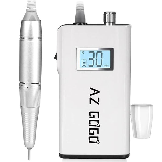 AZ GOGO Electric Nail Drill, 30000RPM Rechargeable Portable Nail Drill Machine for Acrylic Gel Nails, Professional Manicure E-File for Home or Salon Use