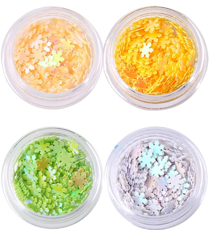 Nail Art DIY Snowflakes Glitter Sequins 3D Christmas Flower Flakes 12 Colors