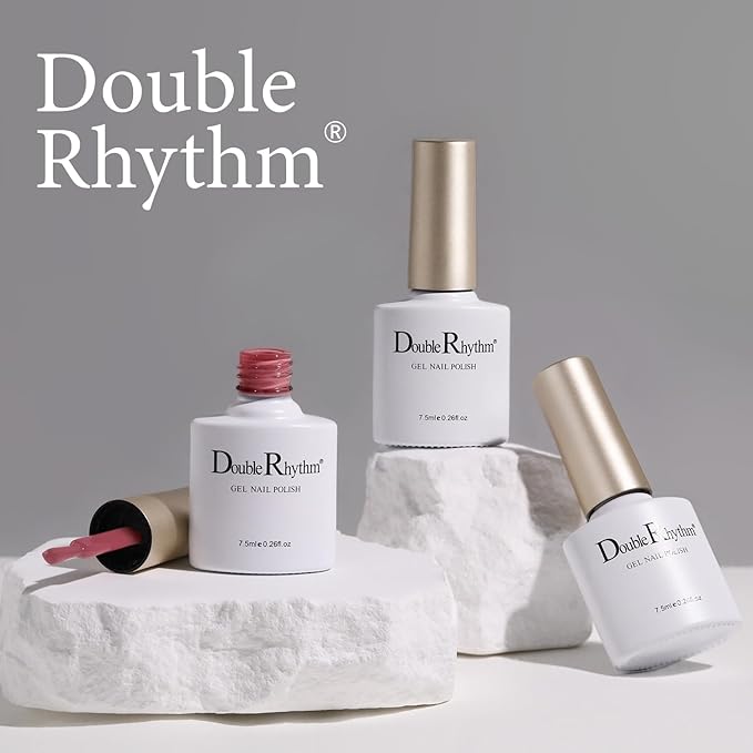 Double Rhythm Gel Nail Polish Set of 6 Colors Baby Light Pastel Milky Nail Polish Starter Kit Art DIY Salon Home (Jelly Sheer White Lilac Blue Pink Yellow Green,Kit 1)