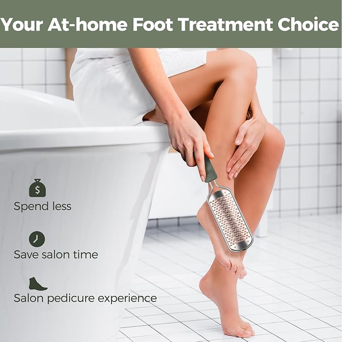 Foot File Foot Scrubber Pedicure - Callus Remover for Feet Easkep Professional Grater Rasp Foot Scraper Corns Callous Removers Cracked Dead Skin Remover for Dry and Wet Feet (Grey Green)