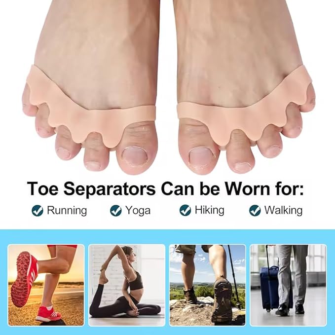 2 Pcs Toe Separators for Women & Men - Silicone Children Newborn Adult Toe Spacers for Overlapping Toes, Bunions, Hammer Toe, Toe Straightener for Foot Pain Relief ([3 months - 4 years old] Skin)