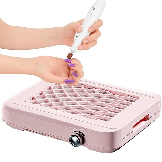 Dust Collector Nail Tech ，Nail Fan Dust Collector with 4 Speeds, Reusable & Disposable Filters, Nail Vacuum Dust Collector for Acrylic Nails, Salon & Home Use