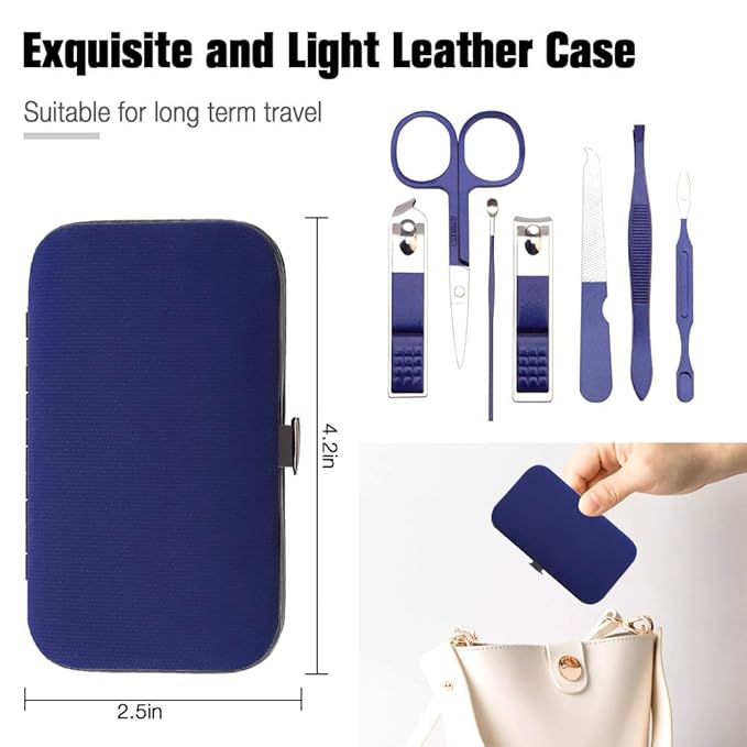 Mens Gifts Nail Clipper Set for Men Mini Nail Kit 7 in 1 Travel Manicure Set Gifts for Boys Toenails Kit Mens Manicure Tools Nails Clippers for Kids for College Student Teen Stocking Stuffers Blue