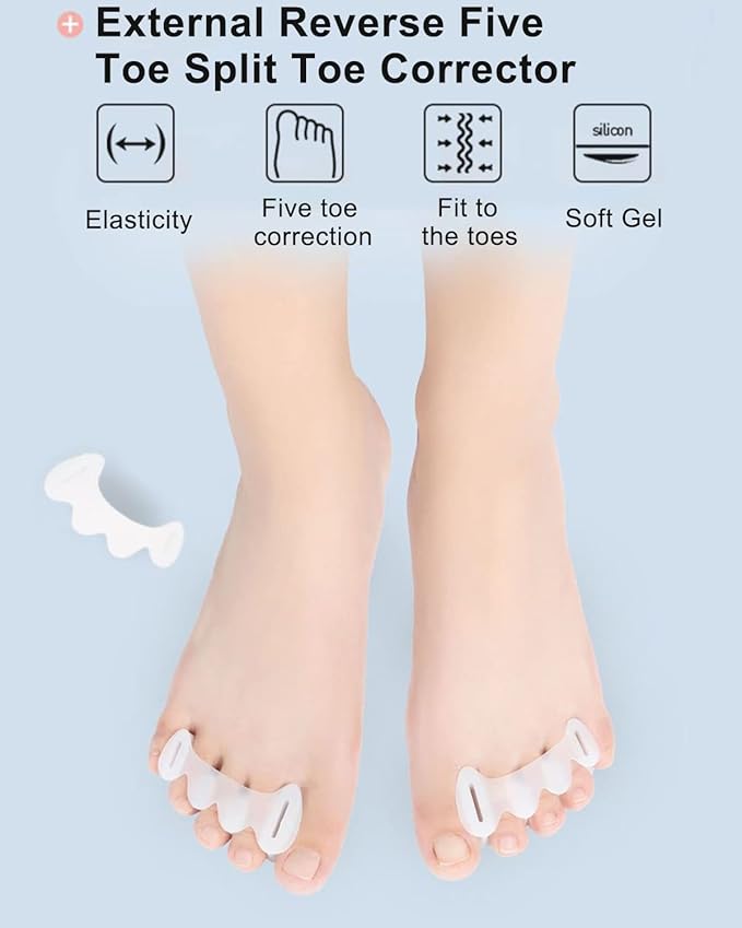 2Pairs Toe Separators Toe Spacers for Women Men to Correct Bunion, Relieve Feet Pain, Foot Alignment, Toe Straighteners for Hammertoes, Plantar Fasciitis (S, Women Shoe Size: 5-9, Men: 6-7)