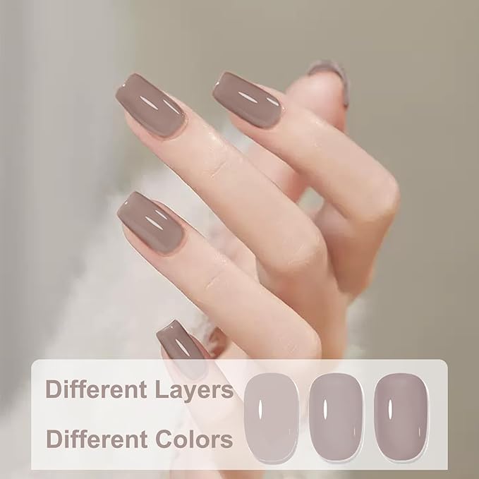 COSMOO Light Coffee Nail Polish, Elegant Quick Dry Nail Lacquer for Nail Art Varnish,0.41 fl oz Fast Drying Polish, Brown