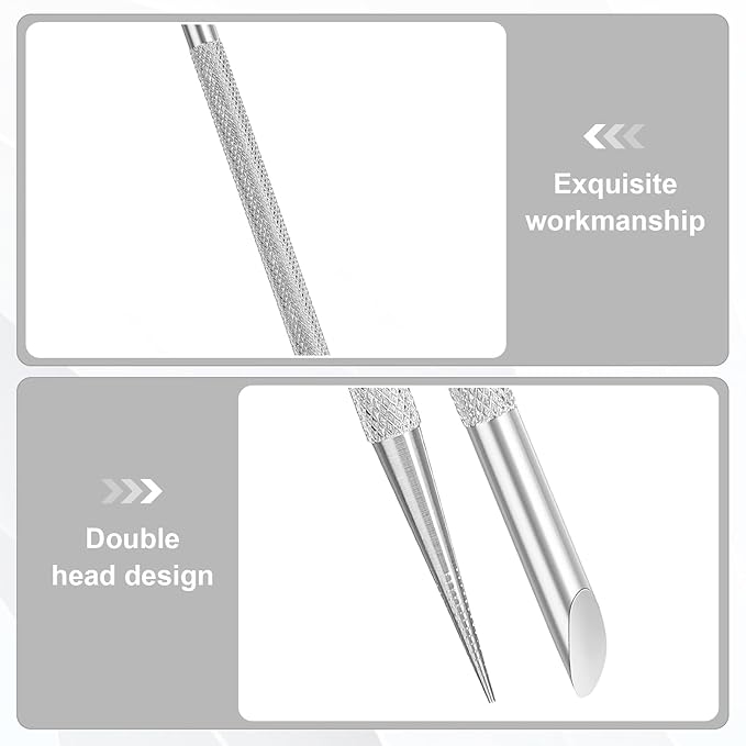 2Pcs Nail Cleaning Cuticle Stick Tool, Stainless Steel Cuticle Pusher, Nail Polish Remover tool, Professional Pedicure Nail Art Care Portable Nail Cleaner for Fingernails Toenails Manicure