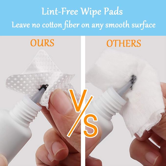800 PCS Lint Free Nail Wipes EBANKU Lash Glue Wipes Eyelash Glue Bottle Pads Non Woven Nail Polish Remover Wipe Nail Lash Extensions Supplies