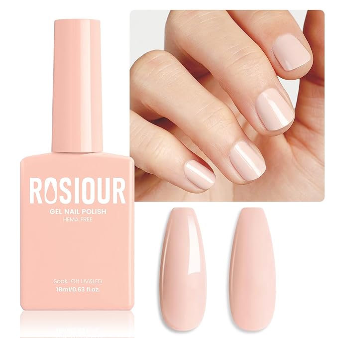 HEMA-Free Pink Gel Nail Polish, 18 ML Nude Pink Spring Summer Nail Gel Polish for Women Girls Gift, Soak Off U V High Gloss Professional Gel for Nail Art Salon & Home DIY Manicure
