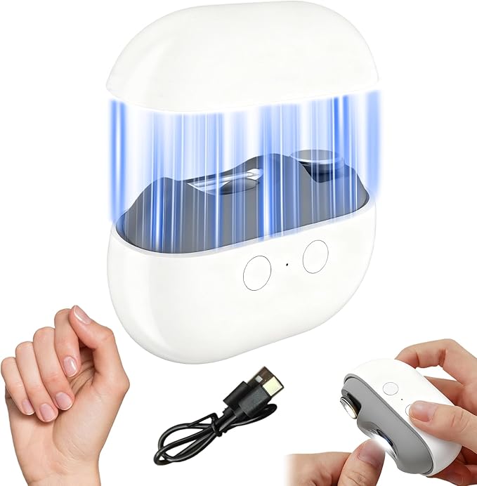 Fanyil Easy Clip Nail Clippers,Easyclip Smart Nail Clipper,Electric Nail Clipper, 3-in-1 Automatic Nail Trimmer, Polisher & Clip Storage with LED Light,for Seniors, Kids (White)