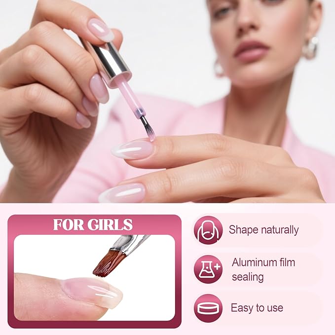 2-In-1 Self-Leveling Nail Gel for Builder, Multi-Purpose Nail Repair Gel for Damaged Nails, Cracked Nail Repair Kit for Split Nails, Easy & Quick to Fix Strengthening Broken Nails for Women (1pc)