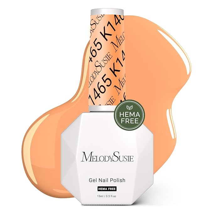 MelodySusie Hema Free Gel Nail Polish, 0.5 Fl Oz Thick Light Orange Gel Polish, Non-Toxic, Long Lasting, Soak Off UV Nail Polish, Manicure Nail Design Salon DIY Nail Art at Home K1465