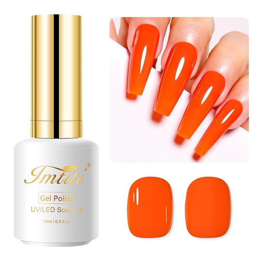 Imtiti Orange Gel Nail Polish, 15ML Bright Orange Polish, Autumn Winter Poland, Soak Off LED UV Poland, DIY Nail Art Kit