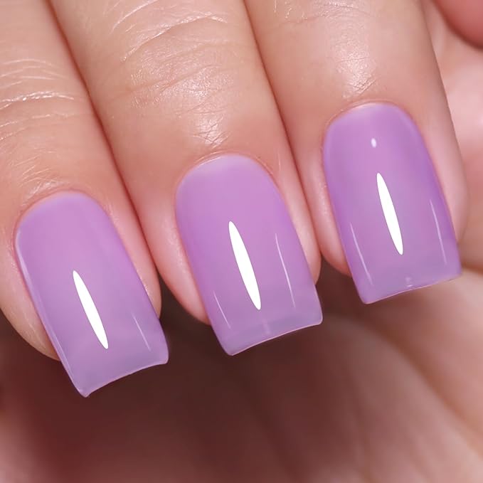 Imtiti Jelly Gel Nail Polish, Light Purple Sheer Jelly Nail Gel Polish Soak Off UV LED Spring Summer Translucent Art Manicure Salon DIY Design 10ML