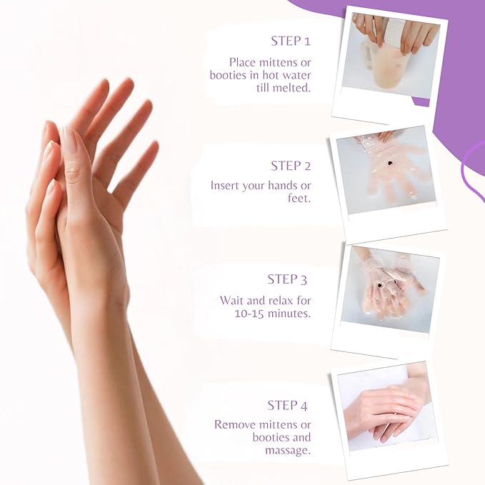 10-Minute Paraffin Hand Treatment, Home Hand Wax Spa Treatment Gloves, Lavender, One-Pair