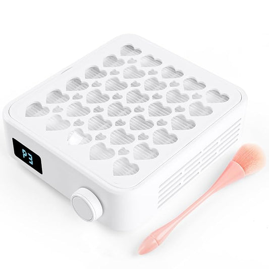 BQAN Nail Dust Collector Portable for Home & Salon - 4200RPM Vacuum with Reusable Filter, for Acrylic Drilling Dust Beginner Friendly Small Manicure Tool (White)