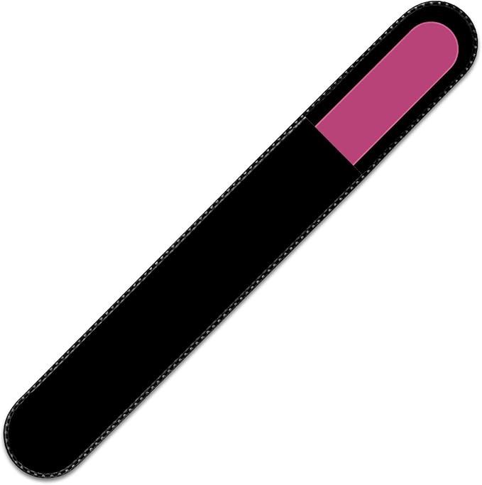 Color Crystal Nail File in Black Pouch - Large/Professional Size - Czech Tempered Glass - Handmade in Czech Republic