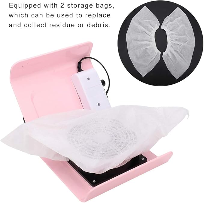 40W Nail Dust Collector Nail Art Suction Machine Vacuum Cleaner Manicure Tool with Filter, Nail Polish Breeze Home and Salon Use No Harmful to Eyes/Hands/Feet with Fans & 2 Dust
