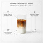 Drinking Cup Square Borosilicate Glass Tumbler Handleless Design - Image 4