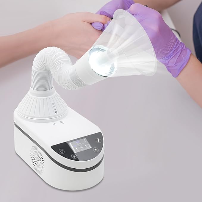 Nail Dust Collecting Machine, Adjustable Speed Nail Dust Collector with Reusable Filter, Tabletop Nail Dust Cleaning Machine for Acrylic Gel Nails Polishing, Nail Salon