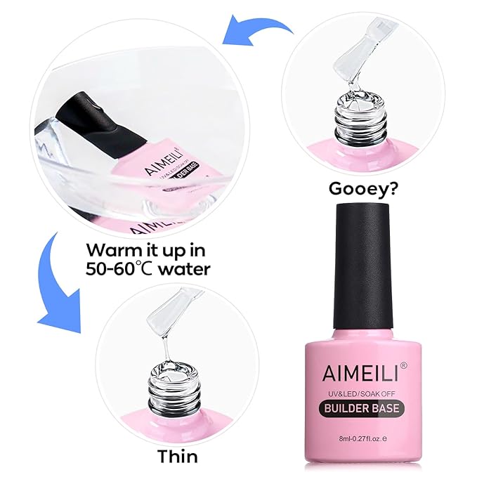AIMEILI Builder Nail Gel, Hema Free, Cruelty Free, Vegan, Nail Strengthener Enhancement Building Rubber Base Coat for Manicure - BD1026