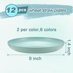 HEYCOME 12 Pcs Unbreakable Deep Dinner Plates Set, 9 inch Reusable Plastic - Image 2