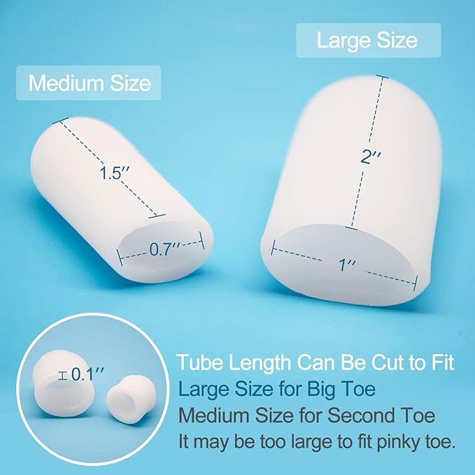 Bukihome 12 PCS Toe Protectors, Silicone Toe Caps to Cushion Toe Blister, Corn, Callus, Hammer Toes,Great for Running, Walking, Stop Toe Pain (White,Multi-Size)