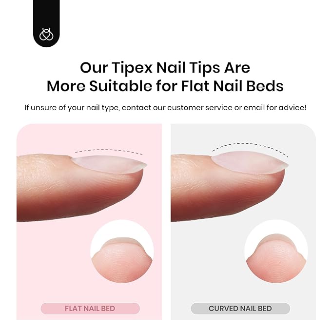 Beetles Tipex Nail Kit, Square Medium Nail Tips 224 Pcs 16 Sizes Pre-Etched Fake Nails with Tipex Nail Glue Mini Nail Lamp - Thick Acrylic Nail Set Pre-Builder Gel Press-on Nails