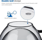 ecooe Black Double Walled Glass Coffee Mug 12 oz Latte Cappuccino Cups Set of 2 - Image 4