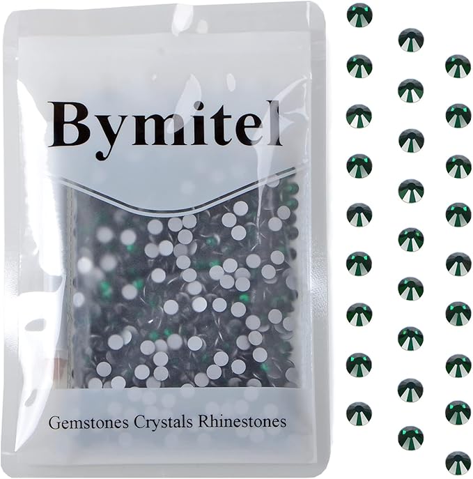 1440PCS Art Nail Rhinestones Non Hotfix Glue Fix Round Crystals Glass Flatback for DIY Jewelry Making with one Picking Pen (ss20 1440pcs, Emerald)
