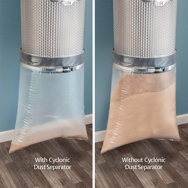 4" Wall-Mount Cyclone Dust Separator - Space-Spacing Cyclone Dust Collectors for Woodworking - Two-stage System Sawdust Collector for Airflow - Easy-to-Assemble Dust Collection Fittings