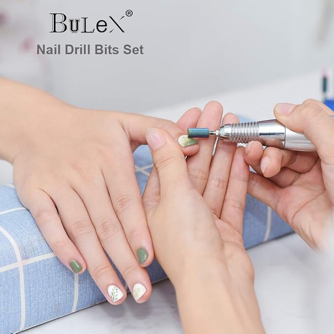 Bulex 7pcs Cuticle Drill Bits for Nails - Professional Efile Nail Drill Bits Set to Remove Gel Polish