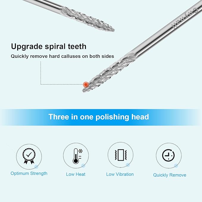 3/32" Under Nail Cleaner Bit Medium Grit Carbide Cuticle Cleaner Bit for Electric Nail Drills – Professional Manicure Tool for Nail Salons and Home Use (M Grit. Silver)