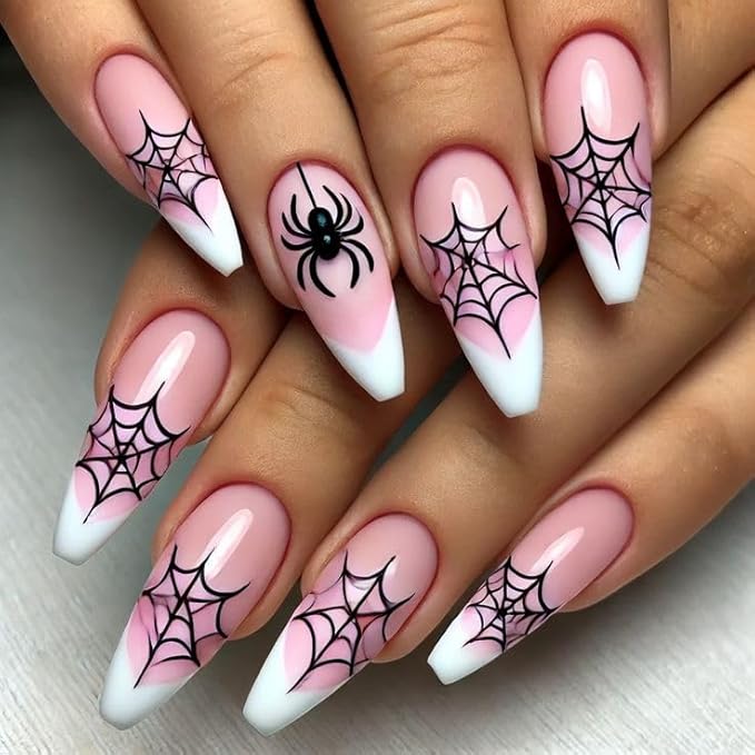 9 Sheets Halloween Nail Stickers for Nail Art, 3D Self-Adhesive Bat Spider Web Nail Decals, Ghost Pumkin Leaf Nail Supplies Nail Art Design Accessories for Women and Girls Manicure DIY Decoration