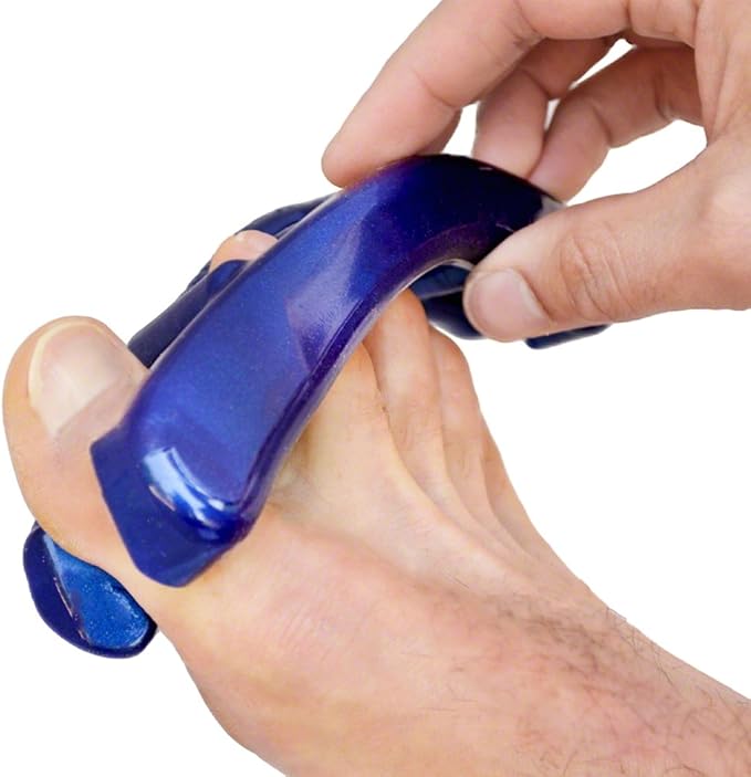Yoga Toes® Classics for Men: Gel Toe Separators & Stretchers in Metallic Blue. Stop Foot Pain & Boost Athletic Performance! (Small M- 7 and up)