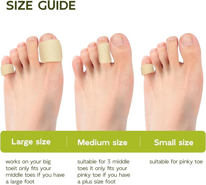 Bukihome Cuttable Toe Tubes Sleeves - Foam Toe Protectors for Corns, Calluses, Blisters - Fabric & Breathable Gel Lining Toe Sleeve Protectors Relief Toe Pressure Pain - 6 Count, White